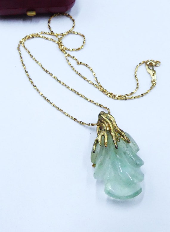 Vintage gold tone & light aqua color glass pendant