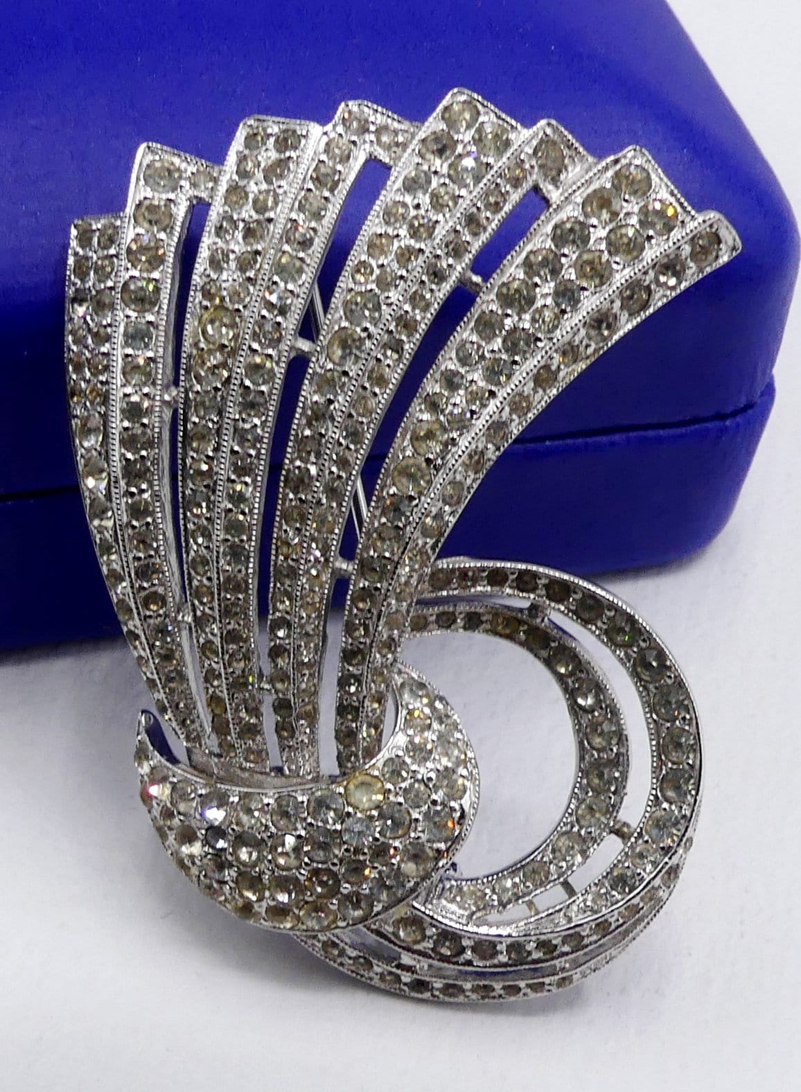 Vintage 60’s silver tone and rhinestone pin/brooch