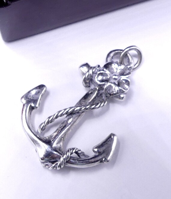 Vintage marked 925 sterling silver anchor pendant - image 1