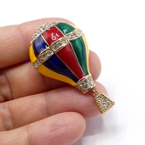 Vintage signed A&S ( Attwood and Sawyer ) gold tone enamel hot air balloon pin/brooch