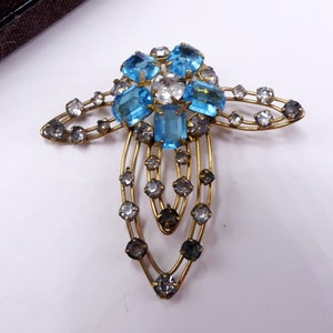 Vintage 50&#39;s signed M & S gold filled rhinestone pendant brooch