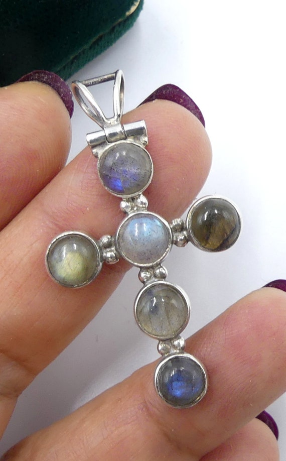 Vintage marked 925 sterling silver rainbow  moonst