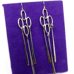 Vintage marked 925 RLM Studio sterling silver long hoop earrings