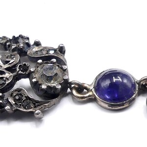Antique vintage Edwardian sterling & rhinestone iolite pendant necklace image 2