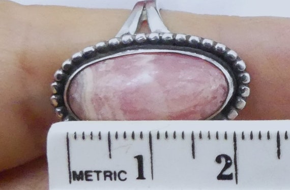 Vintage sterling silver rhodochrosite cabochon ri… - image 9