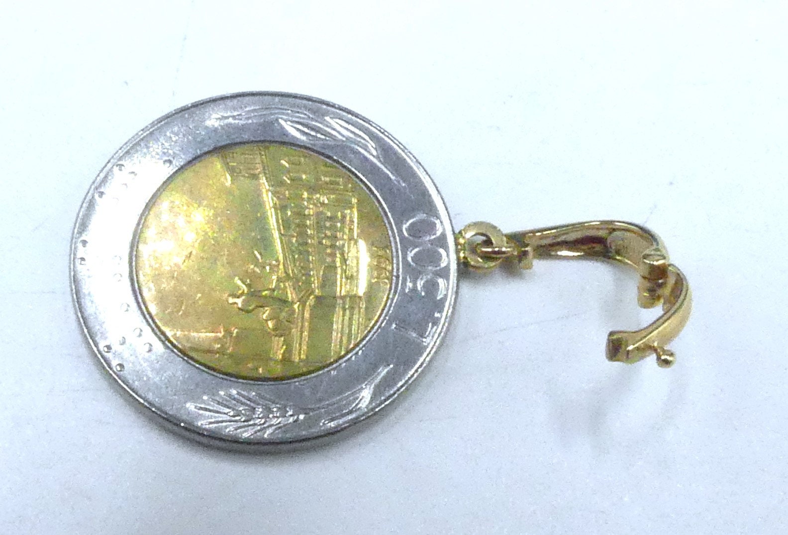 Vintage Marked Milor 14k Gold Bezel & Italian Republic Lire