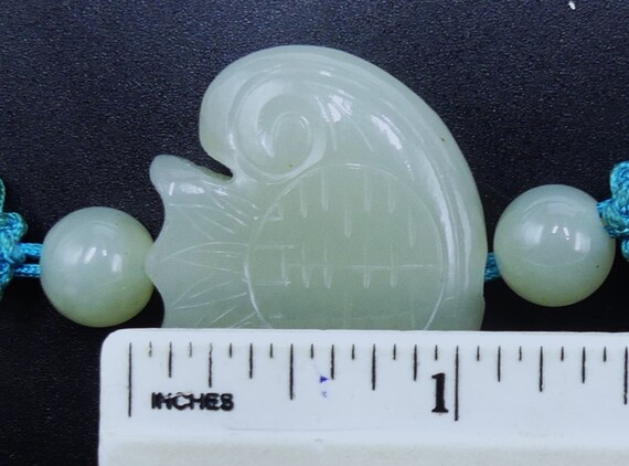 Vintage Chinese hand carved light green jade sach… - image 8