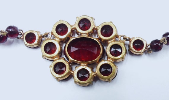 Vintage 30's gold filled & glass  garnet beads pe… - image 5