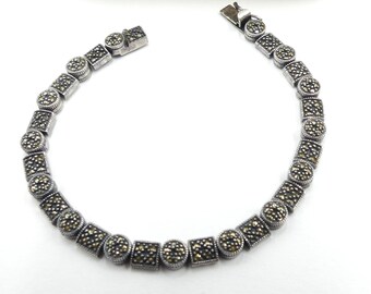 Vintage sterling silver marcasite bracelet 18.9 gram