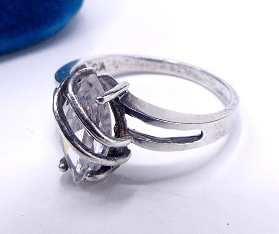 Vintage marked 925 sterling silver and Cz ring si… - image 2