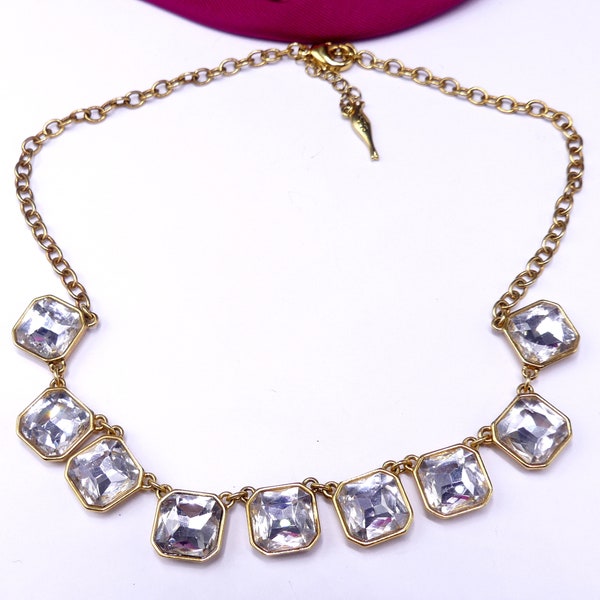 Vintage marked Isabel gold tone crystal necklace