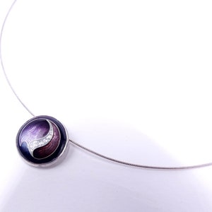Vintage marked S D B sterling enamel pendant collar necklace