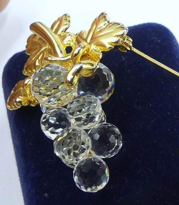 Vintage swan marker swarovski gold tone clear cryst gem
