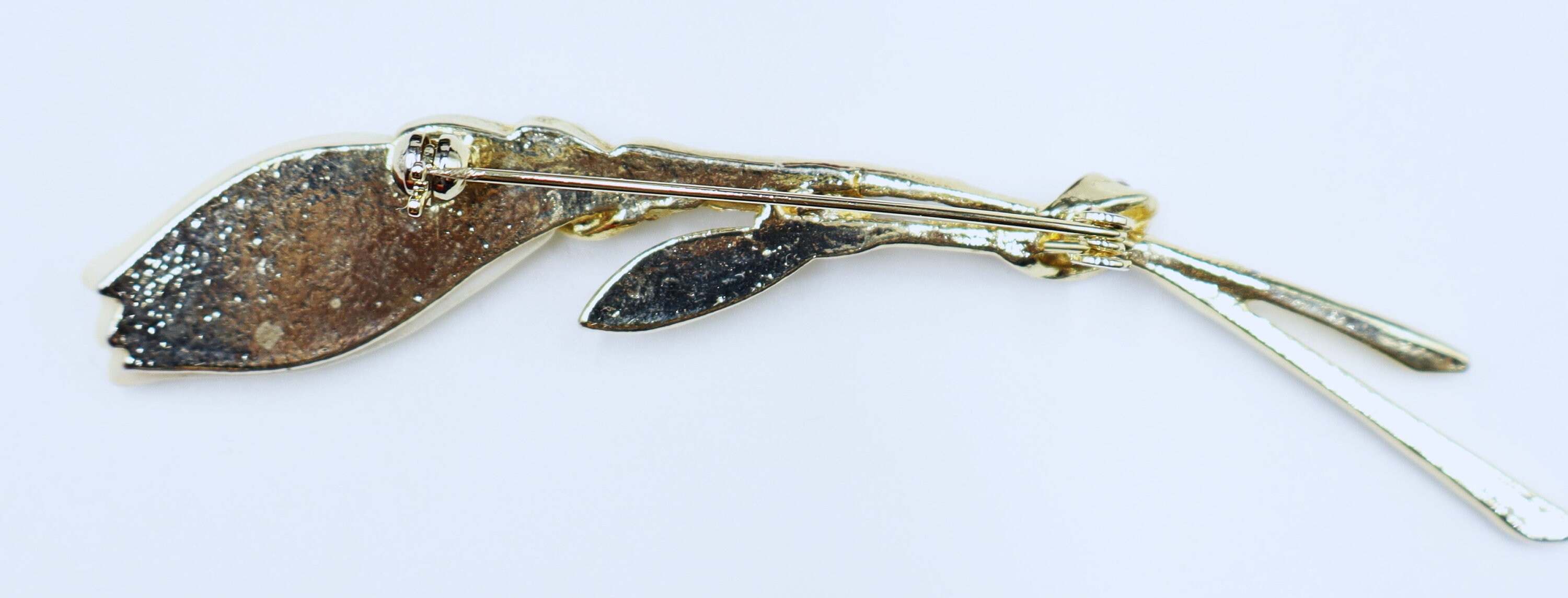 Vintage Crystal Floral Brooch - Clear Sparkling Flowers In Antique Gold Tone Metal, 40mm Size