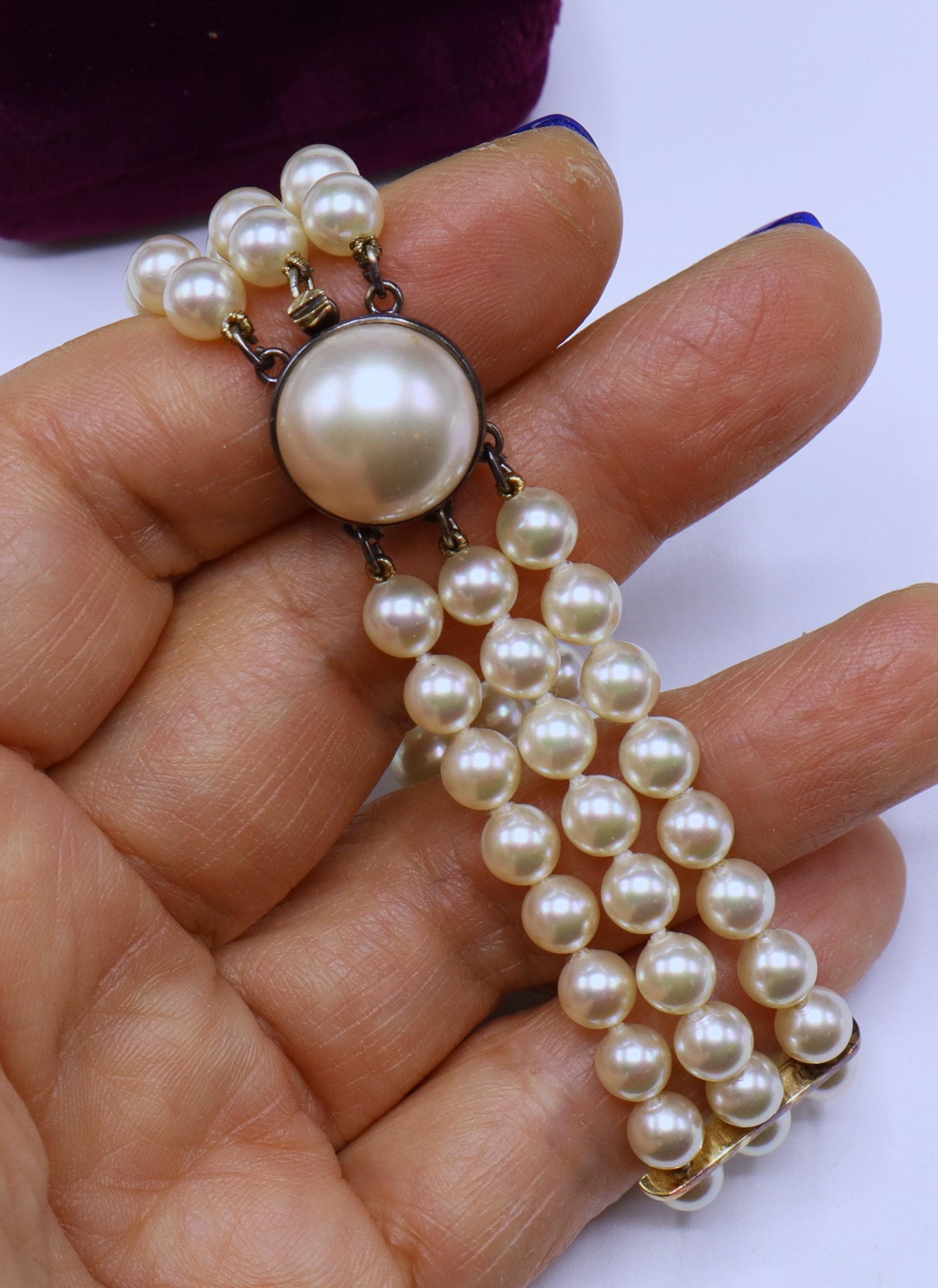 Vintage 40's Marked 925 Sterling Silver Clasp W Faux Pearl