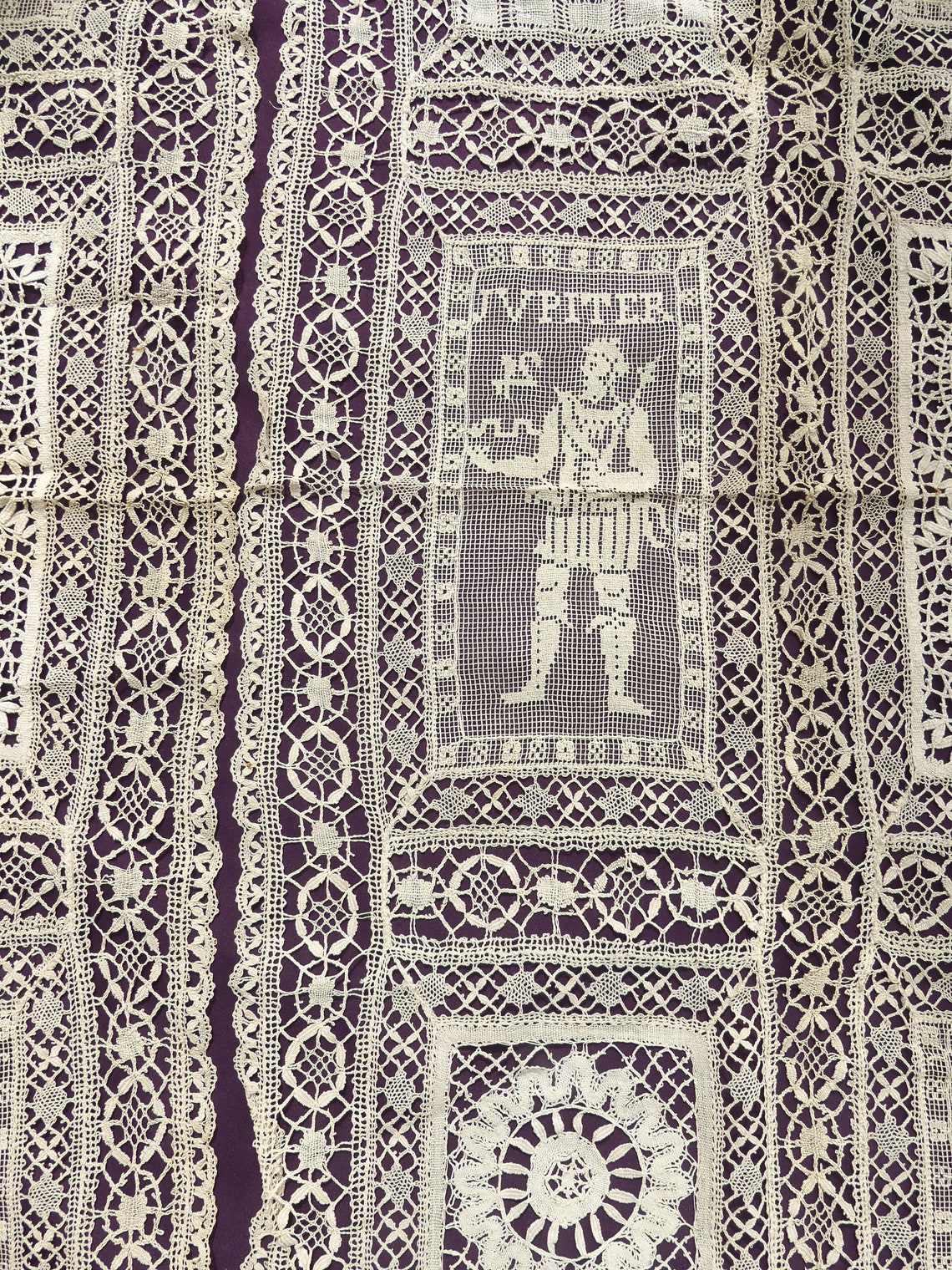 Antique 4 Lace Curtain Nottingham Leaver Lace & Field Etsy