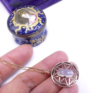 Antique vintage Victorian 10k gold  & moon stone pendant necklace