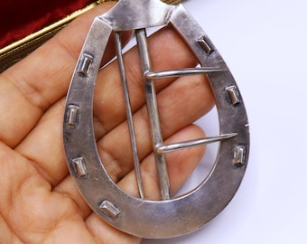 Antique marked D &H solid sterling silver horseshoe shaped buckle  33.3 gram