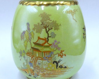 Vintage Chinese inspired green lustre Carlton Aware vase