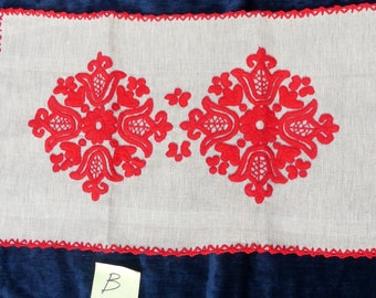 Vintage 60's Hungary hand embroidered on linen runner    28” x 16” ( B )