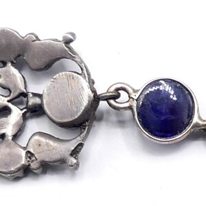 Antique vintage Edwardian sterling & rhinestone iolite pendant necklace image 8