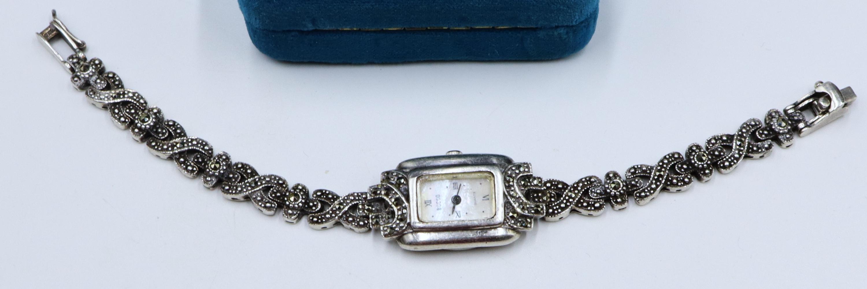 Bocco Vintage Watch Vintage Bocco Sterling Silver Marcasite Lady Watch - Etsy main image 2