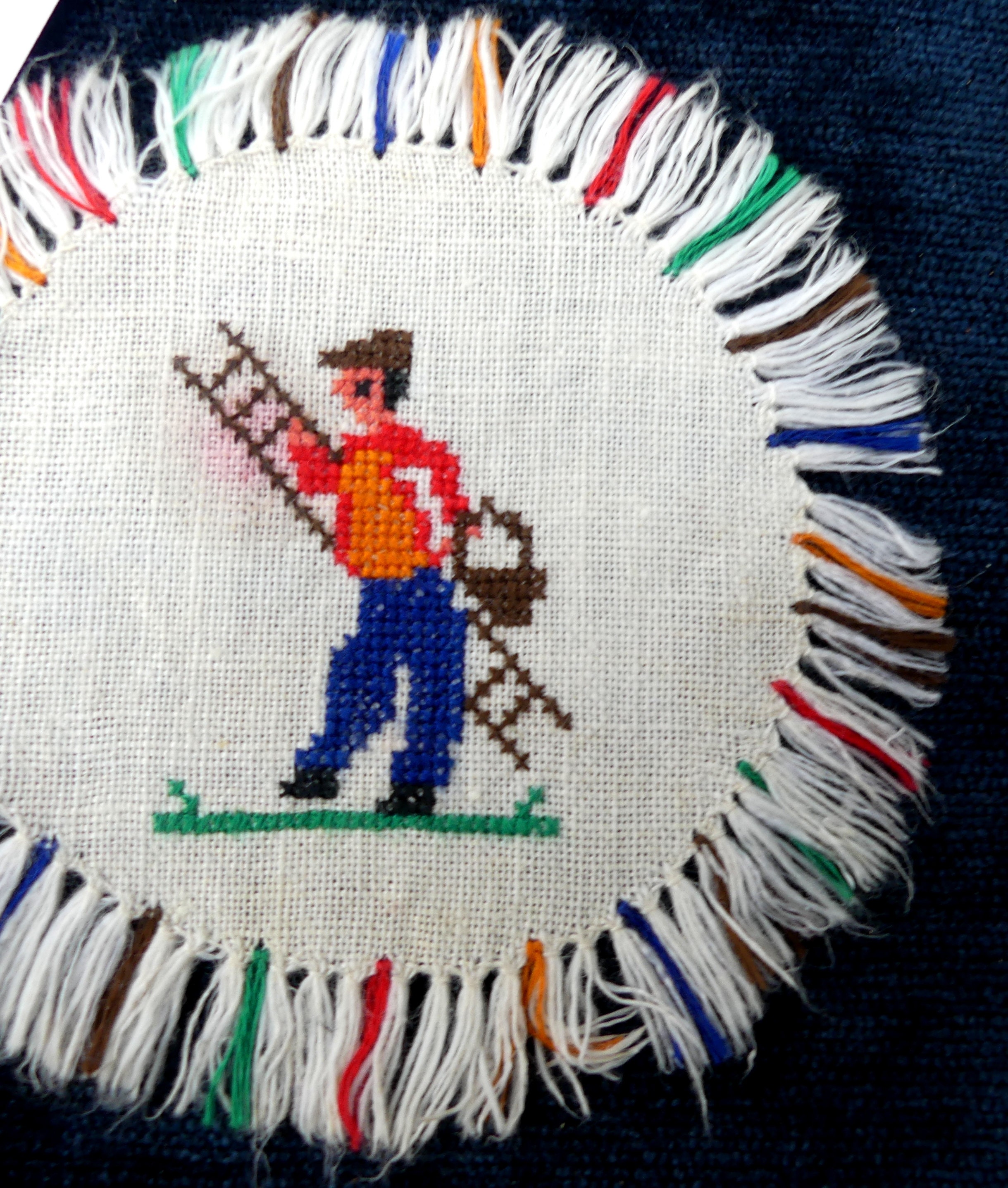 Vintage 6 cotton cross stitch Mexico motif round doilies Etsy