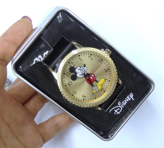 Brand New Gold Tone Faux Black Leather Band Disney Mickey  display picture 1