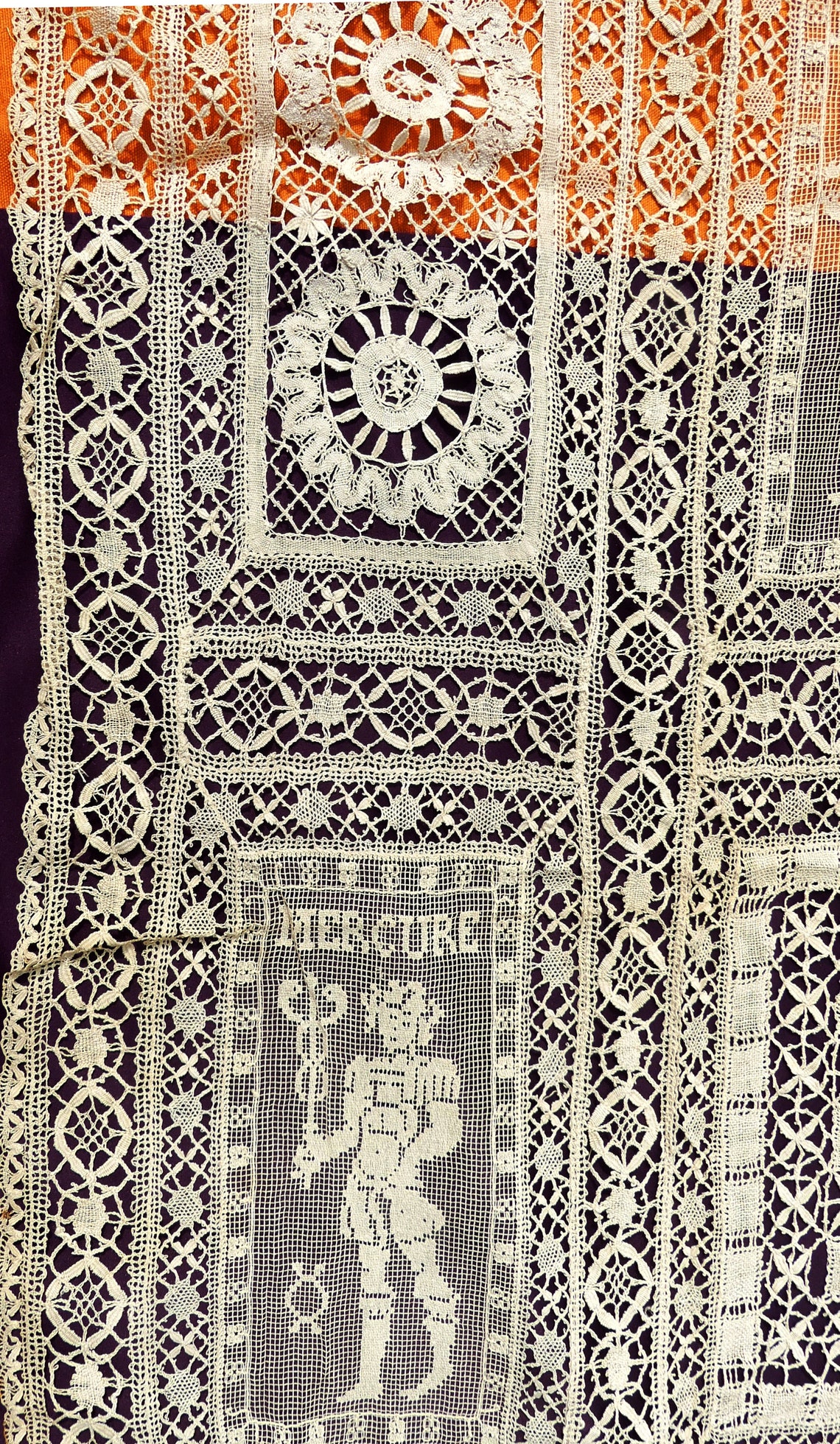 Antique 4 Lace Curtain Nottingham Leaver Lace & Field Etsy