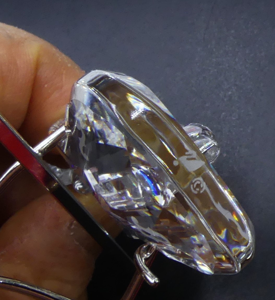 Vintage Swarovski Crystal Figurine Violin W Metal Holder Original