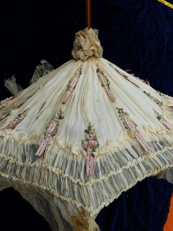 Antique Silk Ribbon Flower Brooch MUST SEE Gem