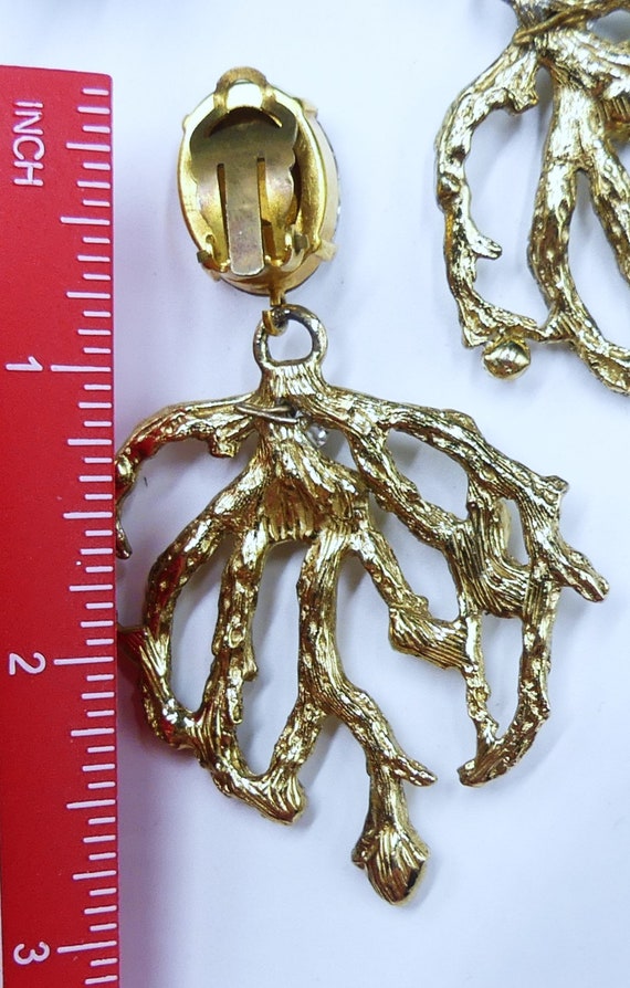 Vintage massive gold tone & clear rhinestone Luci… - image 6