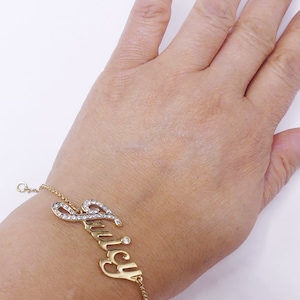 Vintage Juicy Couture pave script gold rhinestones bracelet