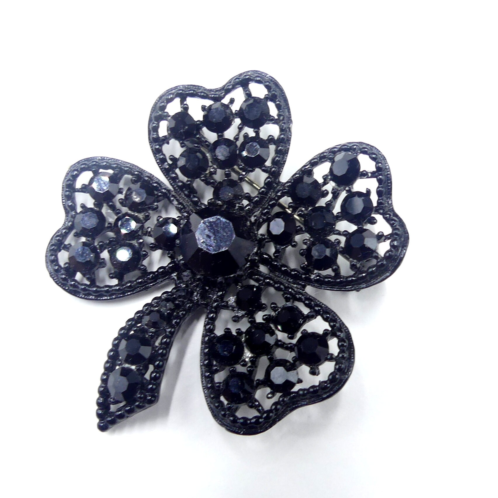 希少 初期 NUMBER (N)INE ブラックラインストーン ハート型ブローチ 希少 初期 NUMBER (N)INE ブラックラインストーン ハート型ブローチ