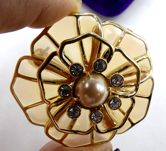 Buy Vintage Marked Kate Spade Sunset Blossoms Gold Tone Clear