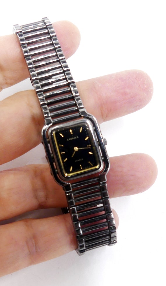 Vintage black dial stainless steel  & gold tone La