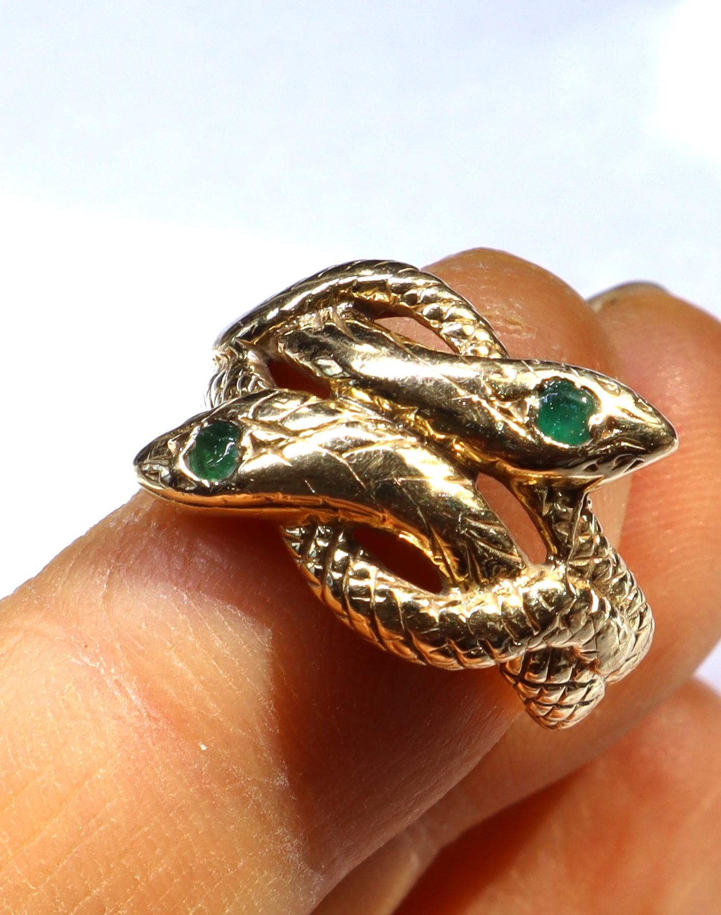 Bague Serpent Vintage - Set Anneaux Empilables Or Avec Cristal émeraude - Style Boho/punk - Cadeau Femme - 11