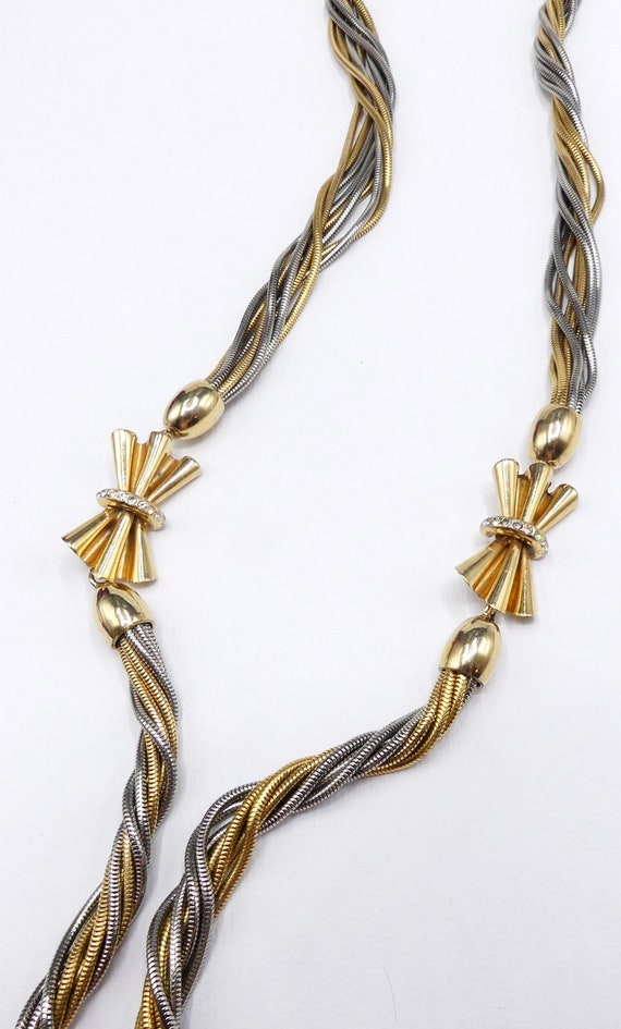 Vintage signed Bijoux Cascio two tone multi chain… - image 2