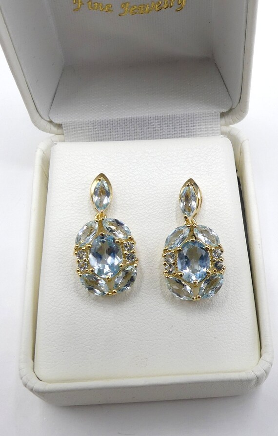 Boucles D'oreilles Pendantes - Argent Massif, Médaillon Centurion & Topaze - Occasion