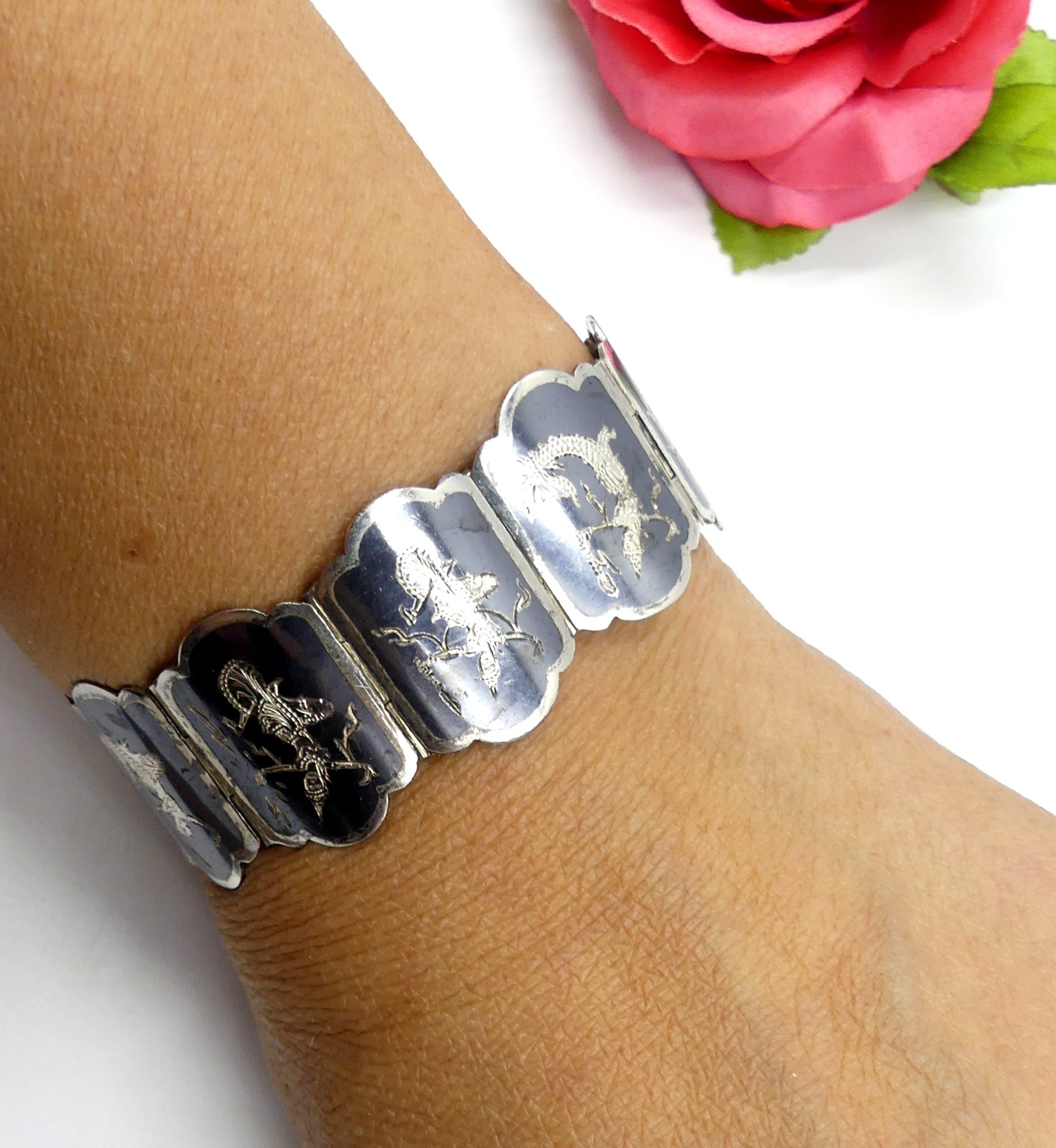 Vintage Siam sterling silver bracelet Etsy