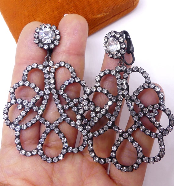 Vintage large signed Kenneth Jay Lane KJL dark si… - image 4