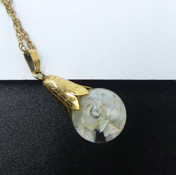 Vintage Marked Gold Filled Floating Opal Tulip Necklace UK