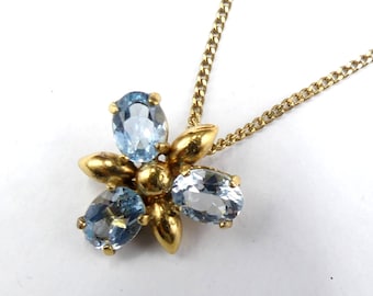 Vintage gold filled & natural topaz stone pendant necklace
