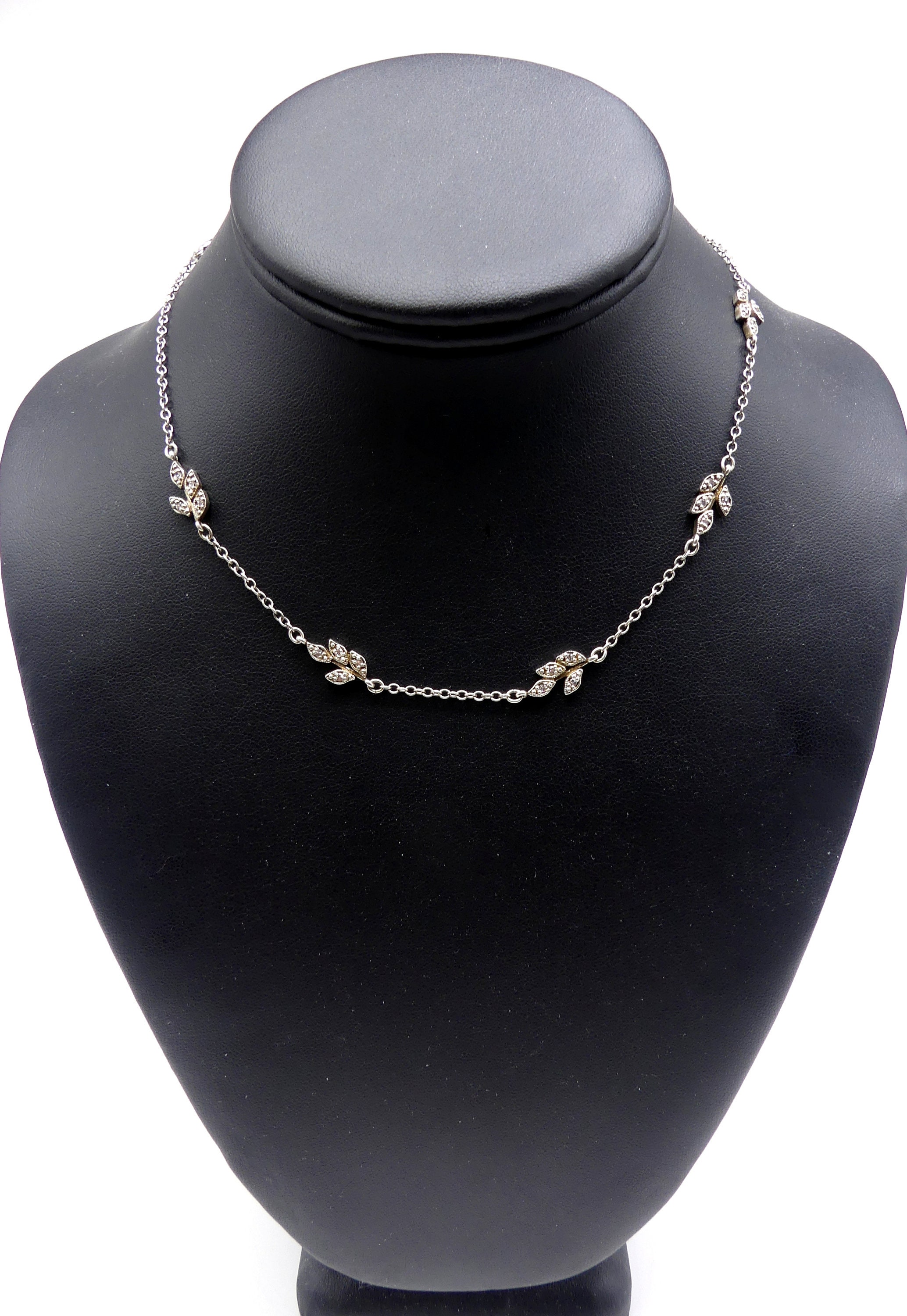 Vintage Marked 925 Sterling Silver W Cz Leaf Necklace - Etsy Vintage Marked 925 Sterling Silver W Cz Leaf Necklace - Etsy