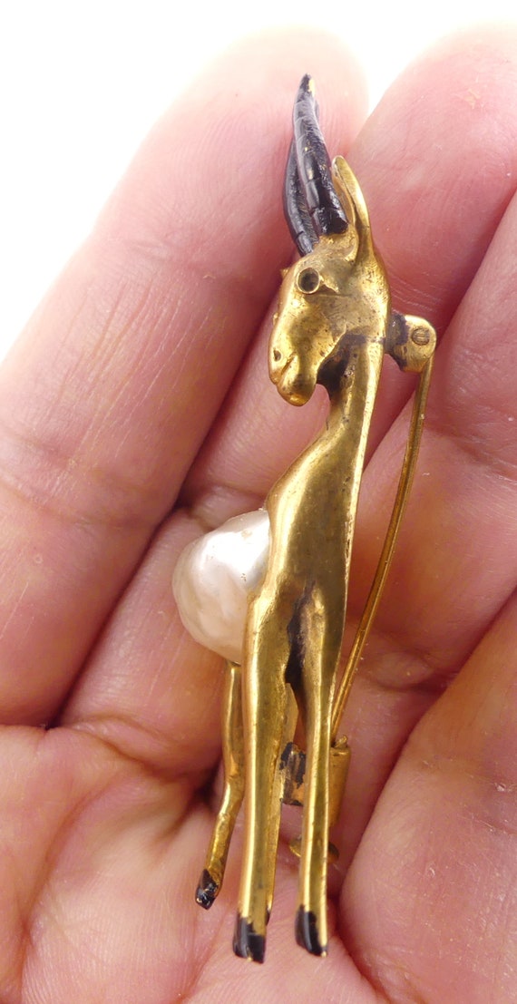 Vintage 30’s rare gold gilt Art Deco antelope sca… - image 7