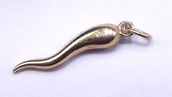 Vintage marked 14k gold luck horn charm pendant - image 6