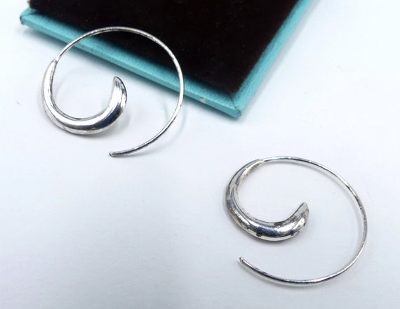 Vintage sterling silver spiral hoop earrings - image 4