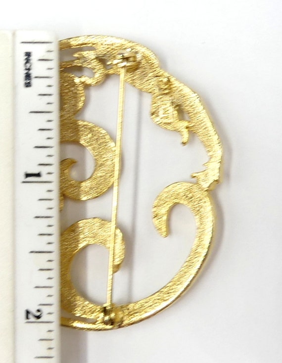 Vintage signed Mjent gold tone round pin/brooch - image 4