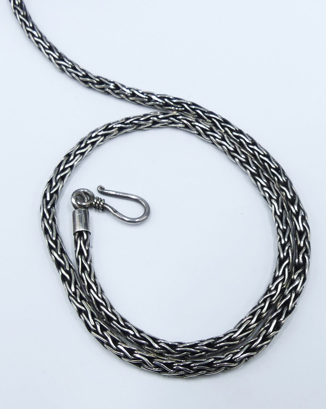 Vintage Marked 925 Sterling Silver Thai Link Chain Necklace 27.5