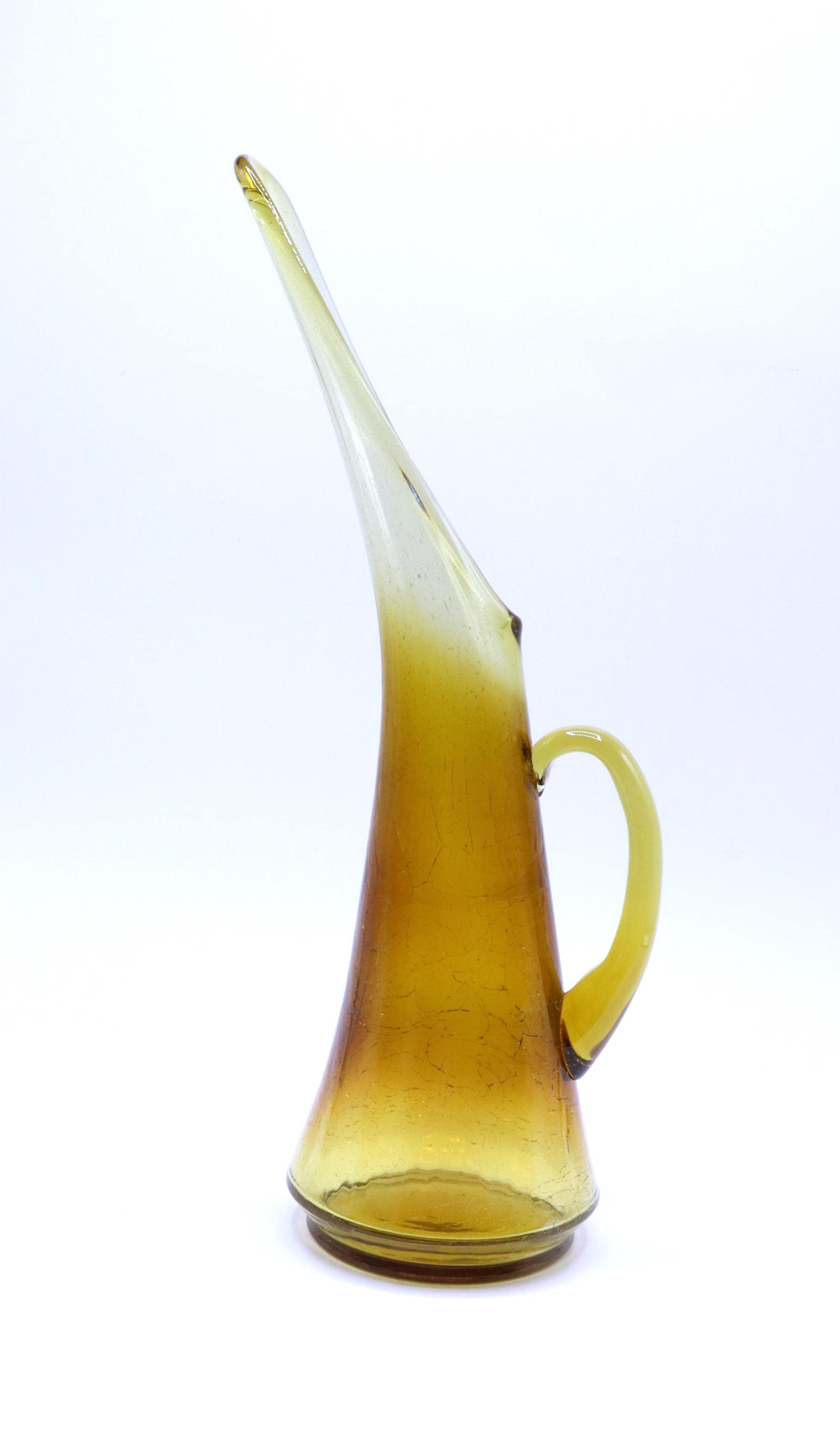 Vintage 60 Kanawha Tall Amber Glass Taupe Tall Cracked Glass